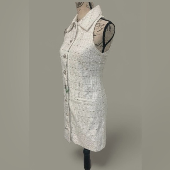 Hutch Cream Tweed Button-Up Mini Dress – Effortlessly Stylish with pearl buttons - Picture 6 of 10